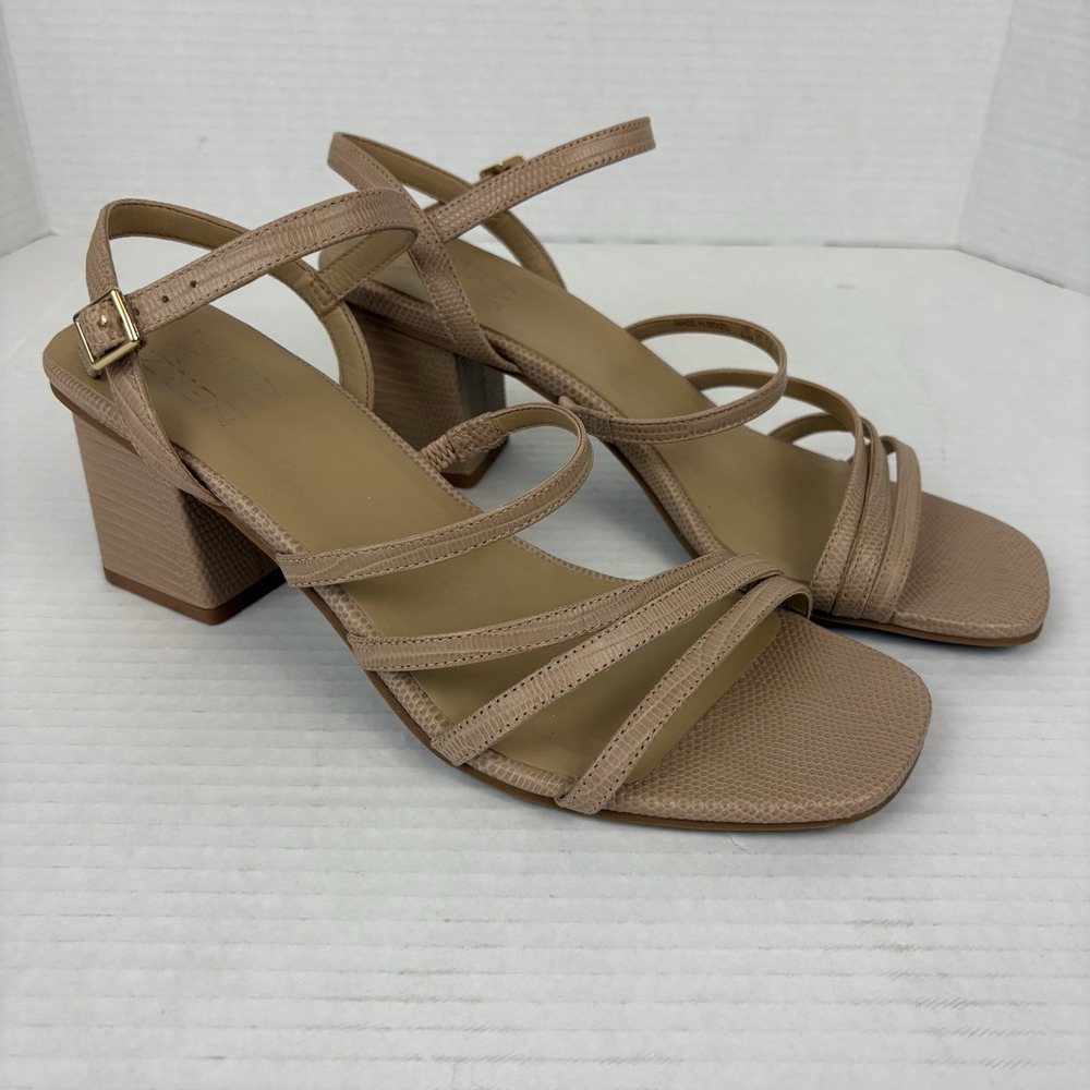 Naturalizer Niko Women's 8.5 M Creme Brulee Leather Strappy Heel Sandals